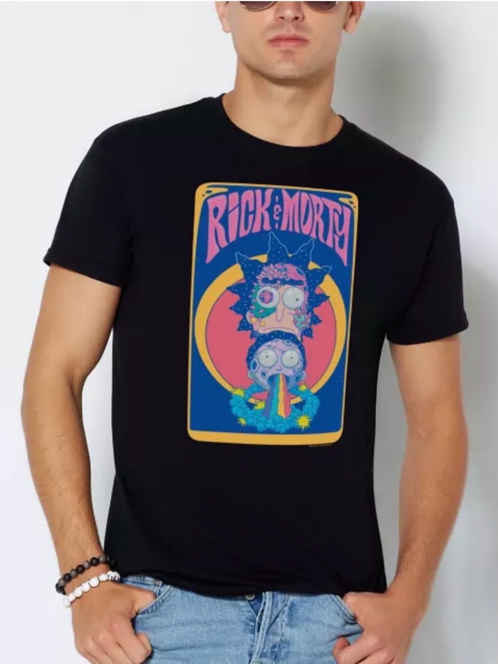 Official Rick And Morty Adult Swim Men's Black Shirt Psychedelic Graphic XL